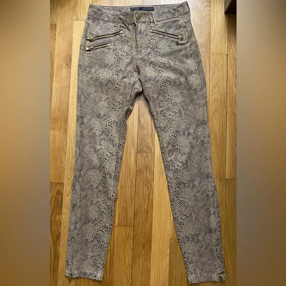 Zara Snake Print Zipper Detail Skinny Pants Size 2 - Picture 1 of 8